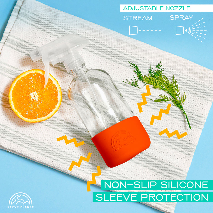 Refillable Glass Spray Bottles with Silicone Sleeves - Bright Collection