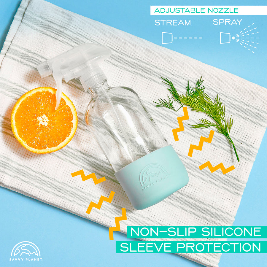 Refillable Glass Spray Bottles with Silicone Sleeves - Earth Collection