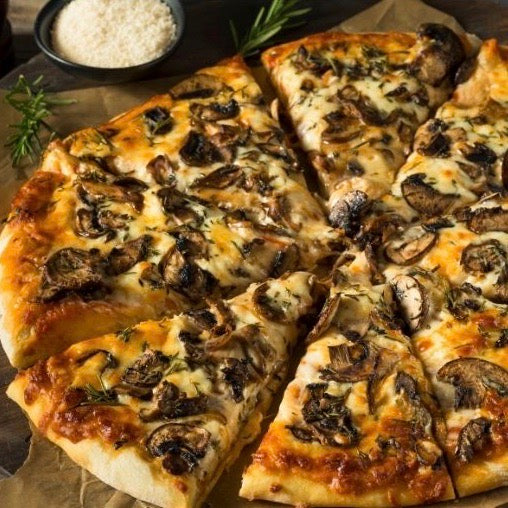 mushroom gruyere thin crust pizza