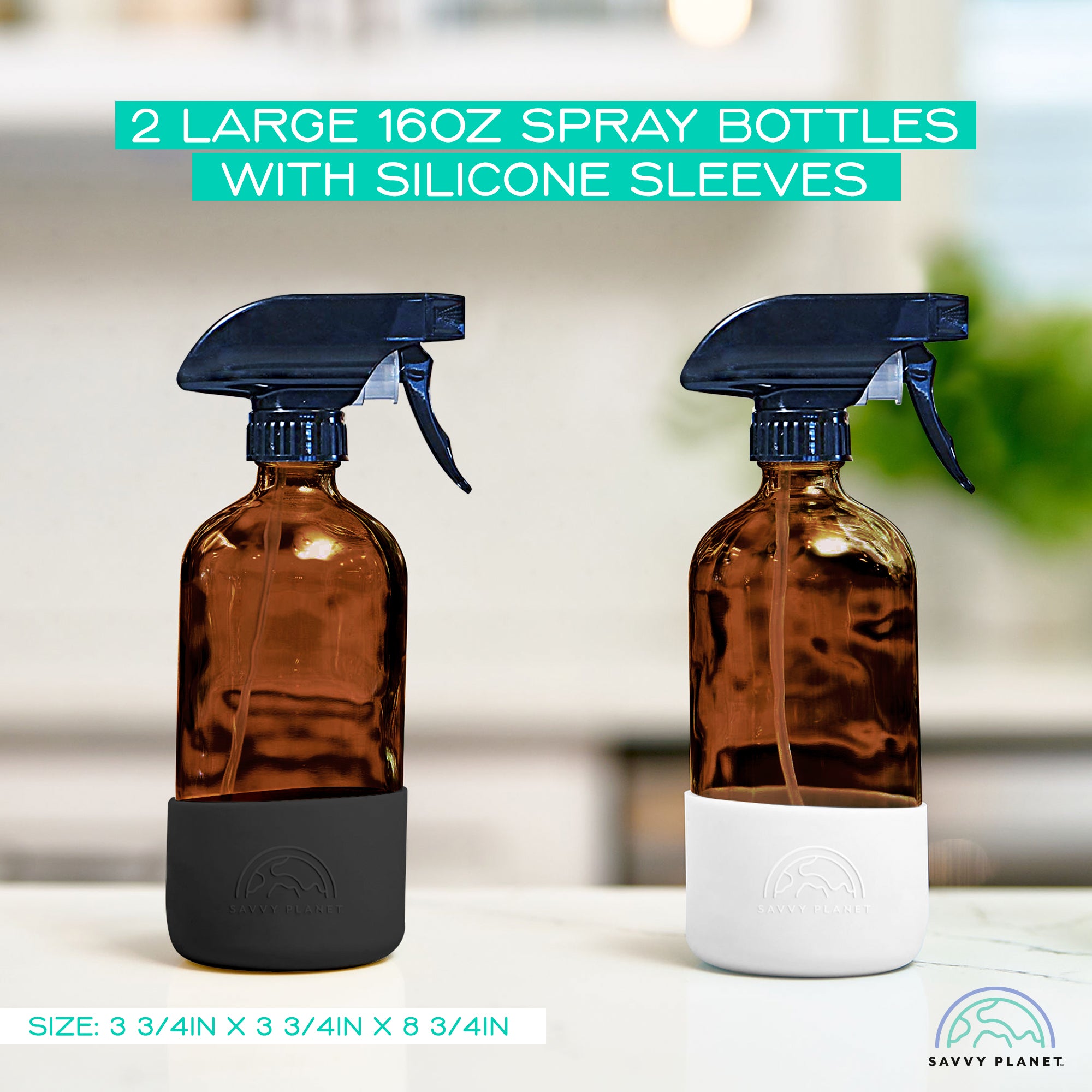 Refillable Glass Spray Bottle with Silicone Sleeve – Savvy Planet